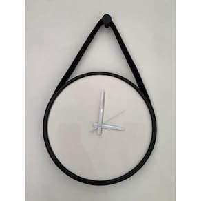 Relogio Adnet Preto Alça Preta Mostrador Branco 40 cm