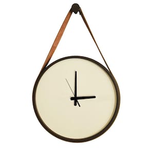Relogio Adnet Marrom Alça Caramelo Mostrador Branco 40 cm