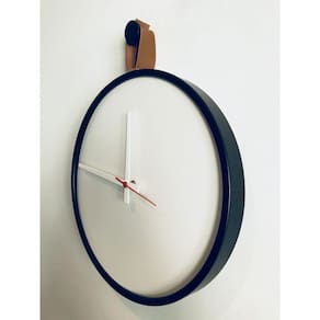 Relogio Short Strip Preto Alça Caramelo Mostrador Branco 40 cm