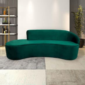 Sofá Decorativo 3 Lugares 210Cm Abby Encosto Direito Curvo Veludo Verde G15 - Gran Belo