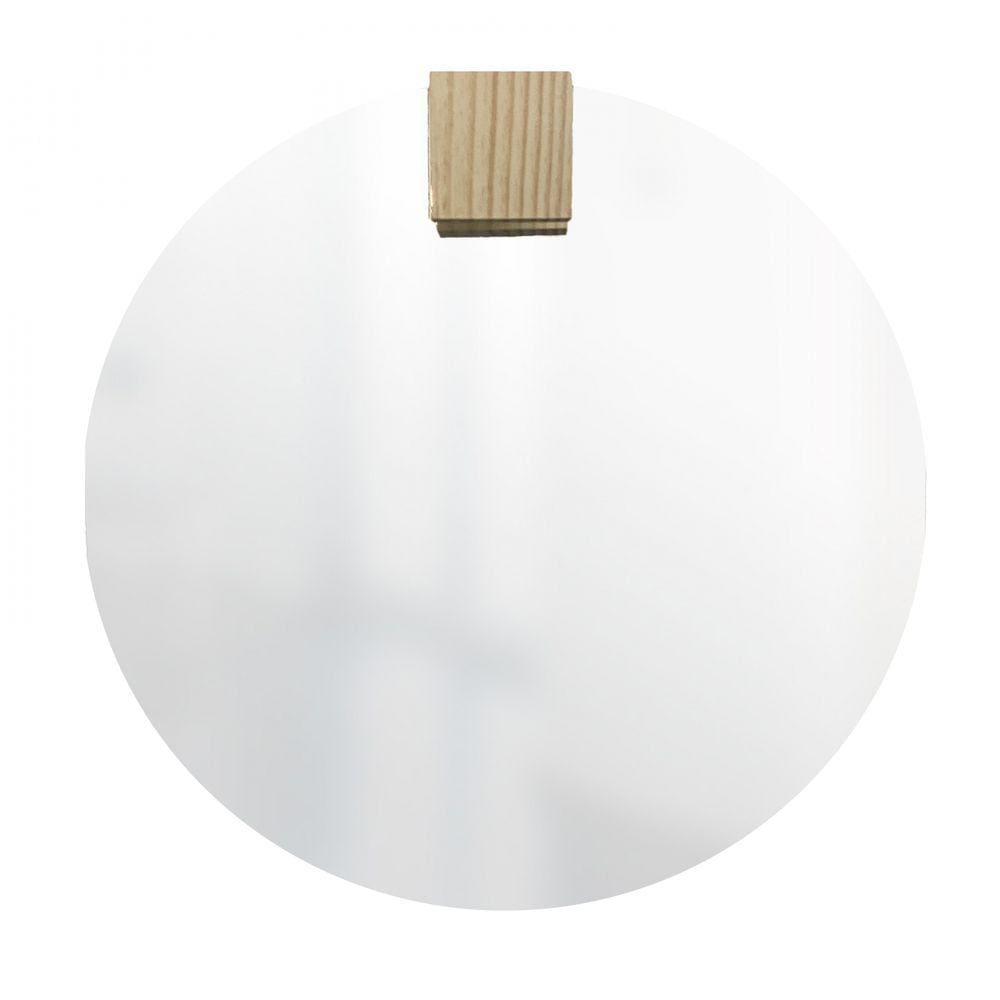 Espelho Decorativo Aplique Quadrado Pinus 50cm Redondo