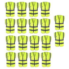 Colete Refletivo Faixa Sinalizador Kit 18 Unidades Blusao Fluorescente Segurança Trabalho Bolso Ziper EPI Obra
