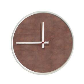 Relogio Decorativo Round Branco Mostrador Aço Corten Ponteiro Branco 50 cm Diâmetro