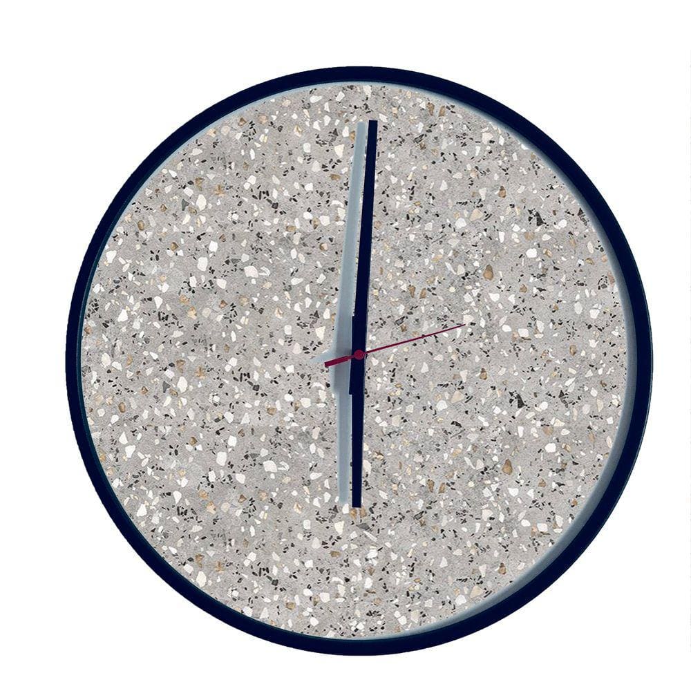 Relogio Decorativo Round Preto Mostrador Terrazzo Ponteiro Preto 40 cm Diâmetro