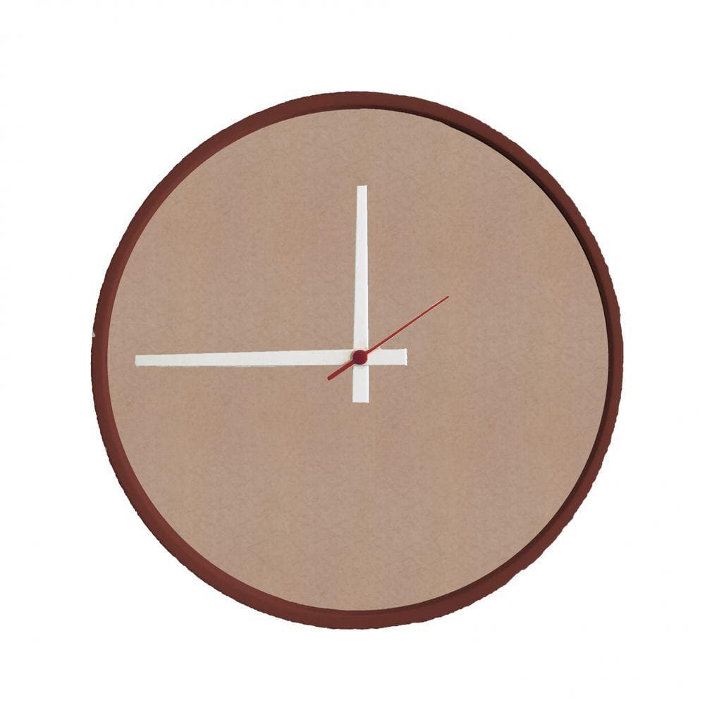 Relógio Round Corten Mostrador Camurça Ponteiro Branco 50 cm