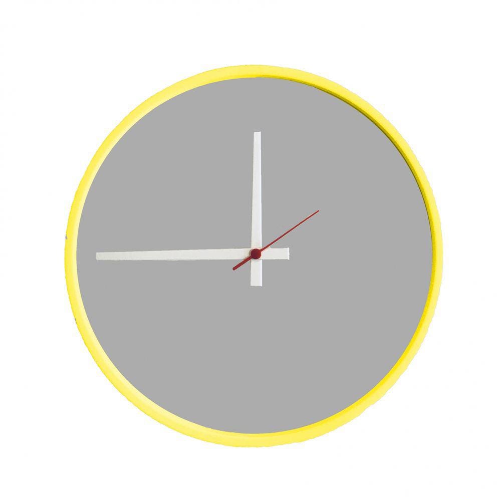 Relógio Round Amarelo Mostrador Cinza Matt Ponteiro Branco 50 cm