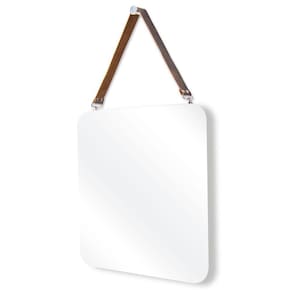Espelho Decorativo Vintage Alça Corino Rajado 50x50cm 3P Quadrado