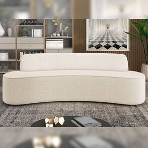 Sofá Decorativo 3 Lugares 180Cm Bélgica Curvo Linho Bege G15 - Gran Belo