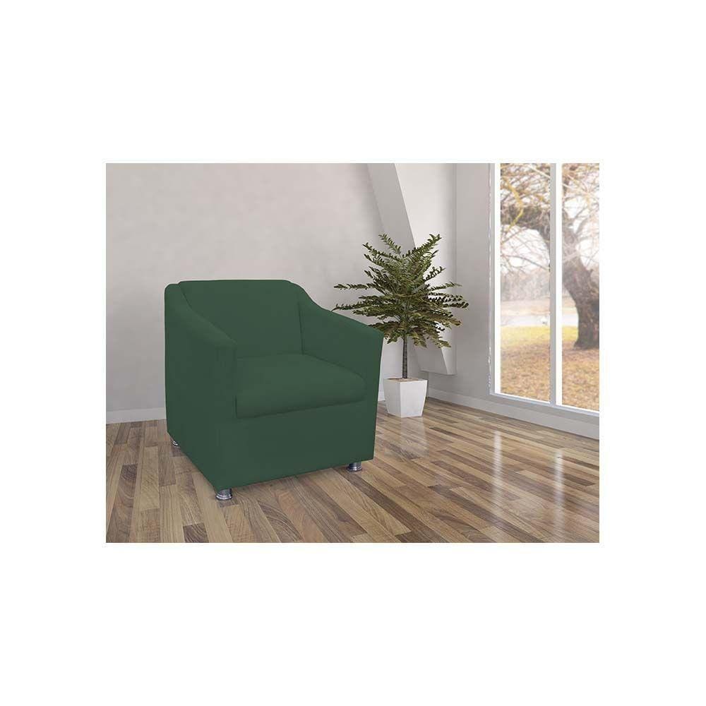 Poltrona Decorativa Tilla Pés Cromado Suede Verde