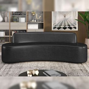 Sofá Decorativo 4 Lugares 230Cm Bélgica Curvo Pu Preto G15 - Gran Belo