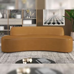 Sofá Decorativo 3 Lugares 180Cm Bélgica Curvo Pu Caramelo G15 - Gran Belo