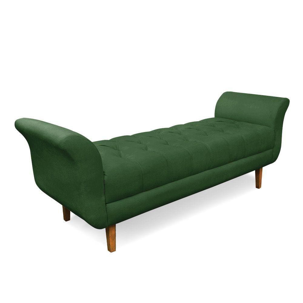 Recamier Olinda Suede 160 Cm Pés Chanfrado Castanhos - D`rossi Cor Verde