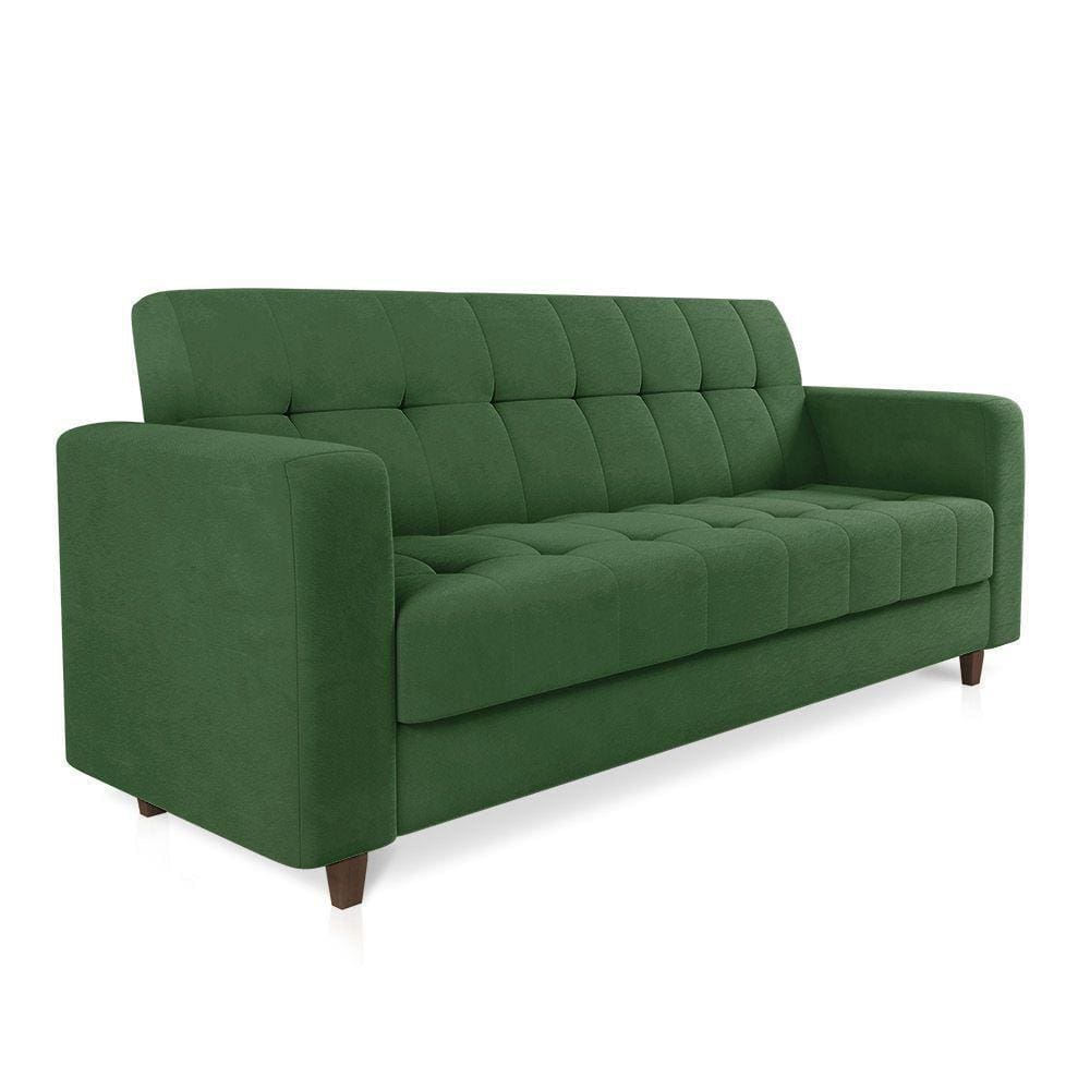 Sofá 03 Lugares Arezzo Suede Pés Chanfrado Tabaco - D`rossi Cor Verde