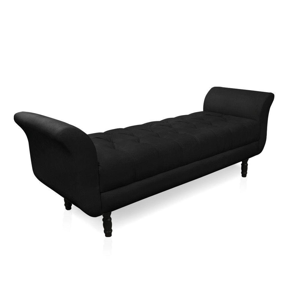 Recamier Olinda Suede 160 Cm Pés Torneados Castanhos - D`rossi Cor Preto