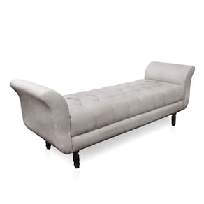 Recamier Olinda Veludo 160 Cm Pés Torneados Castanhos - D`rossi Cor Cinza