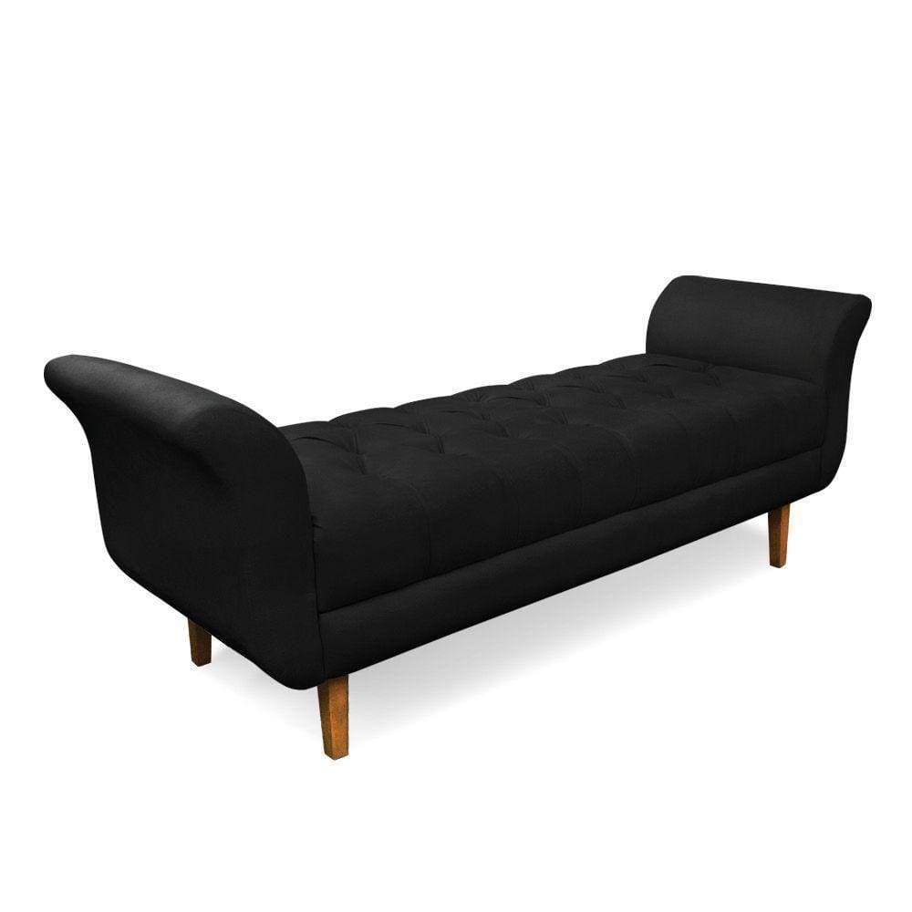 Recamier Olinda Suede 160 Cm Pés Chanfrado Castanhos - D`rossi Cor Preto