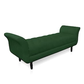 Recamier Olinda Veludo 160 Cm Pés Torneados Castanhos - D`rossi Cor Verde