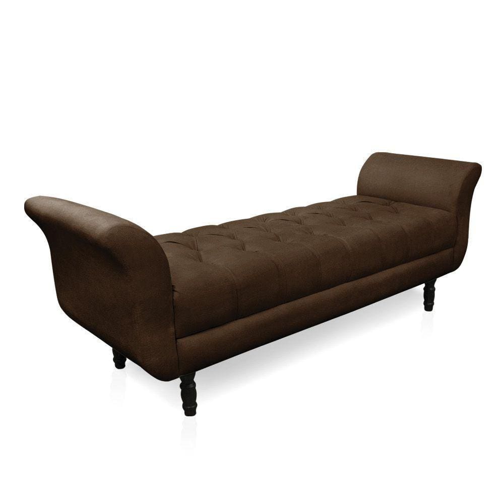 Recamier Olinda Suede 160 Cm Pés Torneados Castanhos - D`rossi Cor Marrom