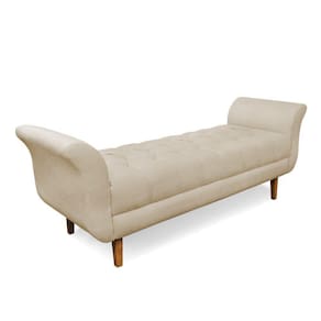 Recamier Olinda Suede 160 Cm Pés Chanfrado Castanhos - D`rossi Cor Bege