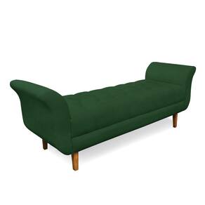 Recamier Olinda Veludo 160 Cm Pés Chanfrado Castanhos - D`rossi Cor Verde