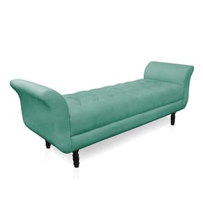 Recamier Olinda Suede 160 Cm Pés Torneados Castanhos - D`rossi Cor Azul Turquesa