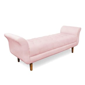 Recamier Olinda Suede Rosa Bebê 160 Cm Pés Chanfrado Castanhos - D`rossi