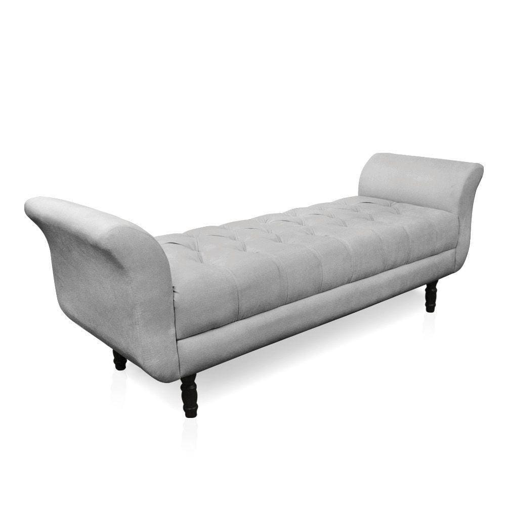 Recamier Olinda Suede 160 Cm Pés Torneados Castanhos - D`rossi Cor Cinza