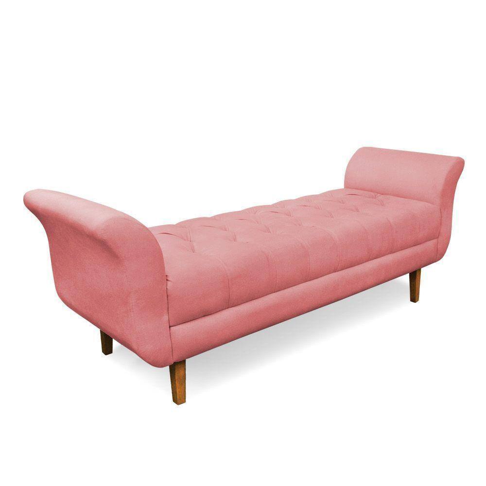 Recamier Olinda Suede Rosê 160 Cm Pés Chanfrado Castanhos - D`rossi