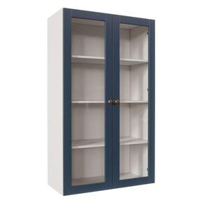 Armário Aéreo 2 Portas 135cm com Porta de Vidro Arizona CabeCasa MadeiraMadeira Branco/Azul