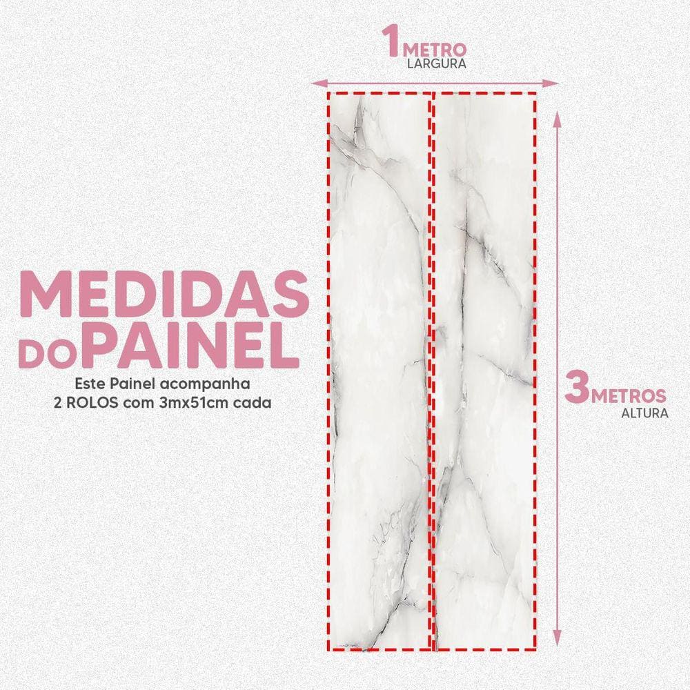 Papel De Parede Painel 3D Mármore Carrara Branco Vinil 1M