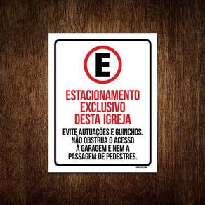 Kit 5 Placas - Estacionamento Exclusivo Igreja