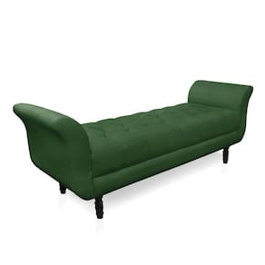 Recamier Olinda Suede 160 Cm Pés Torneados Castanhos - D`rossi Cor Verde
