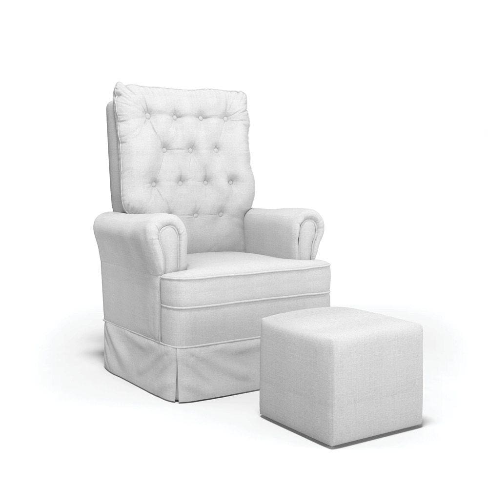 Poltrona de Amamentação com Balanço e Puff Laura Linho Base de Madeira - D`Rossi