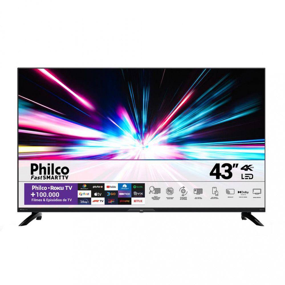 Smart Tv Led 55 Uhd 4k Philco Ptv50rcg70bl Roku Tv Com Processador Quad 