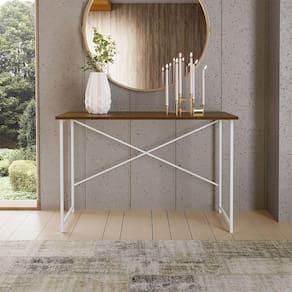 Mesa Escrivaninha Para Estudo Office 0,90 Cm Miami Imbuia/ Branco