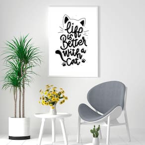 Quadro Canvas Decorativo para Sala Vida com Gato 1,30x1,00