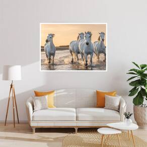 Quadro Canvas Decorativo para Sala Cavalos 80x1,00