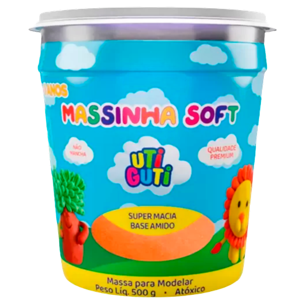 Pote massa de modelar 500g Laranja Massinha Uti GuTi