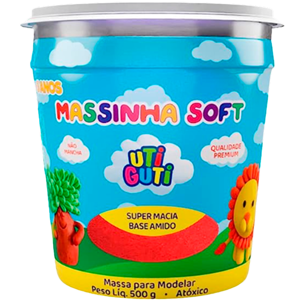 Pote massa de modelar 500g Vermelho Massinha Uti GuTi