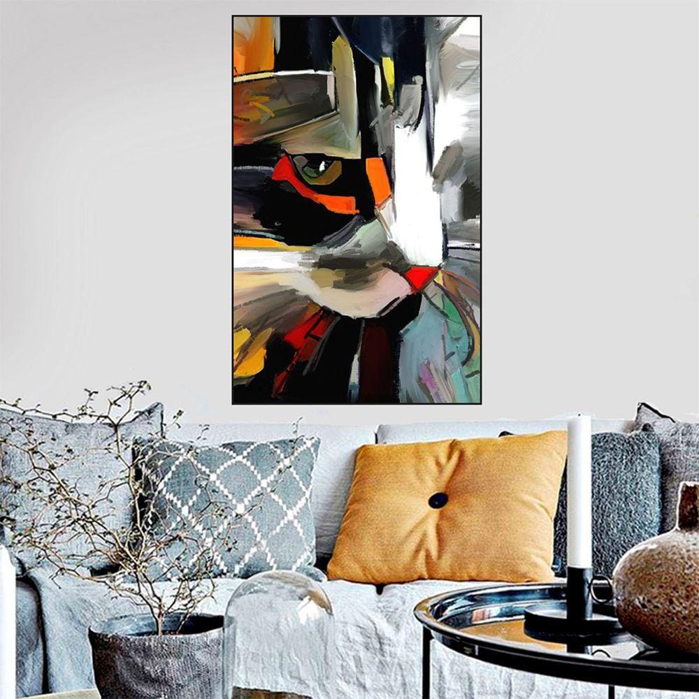 Quadro Canvas Decorativo para Sala Gato Pintura 1 42x30