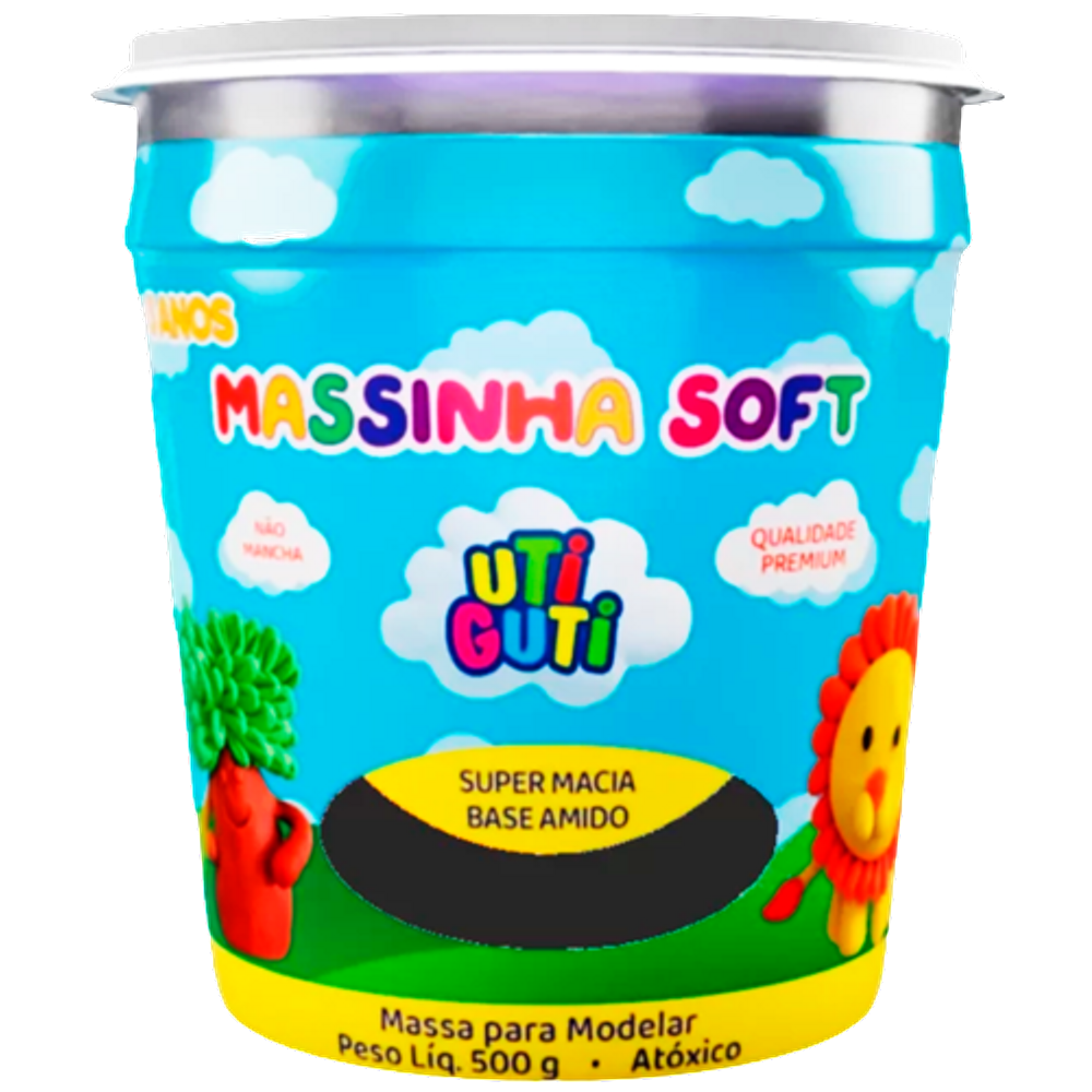 Pote massa de modelar 500g Preta Massinha Uti GuTi