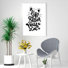 Quadro Canvas Decorativo para Sala Vida com Gato 1,00x80