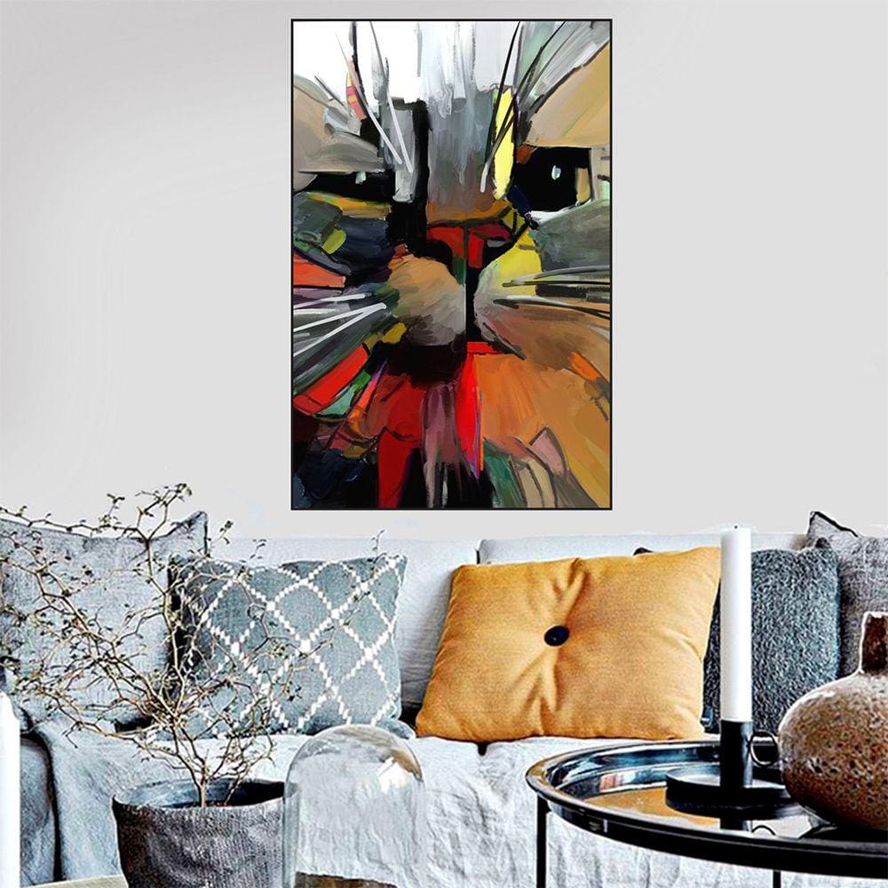 Quadro Canvas Decorativo para Sala Gato Pintura 2 1,30x1,00