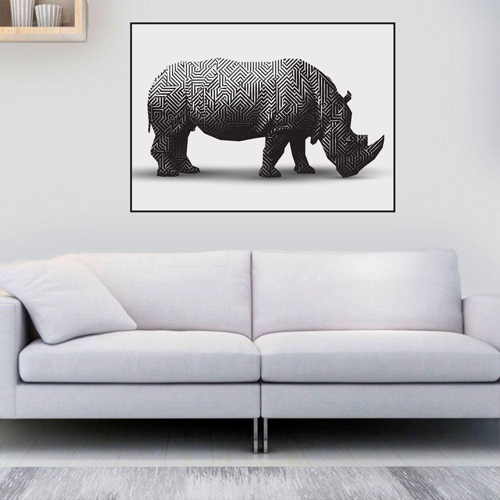 Quadro Canvas Decorativo para Sala Rinoceronte África 60x90