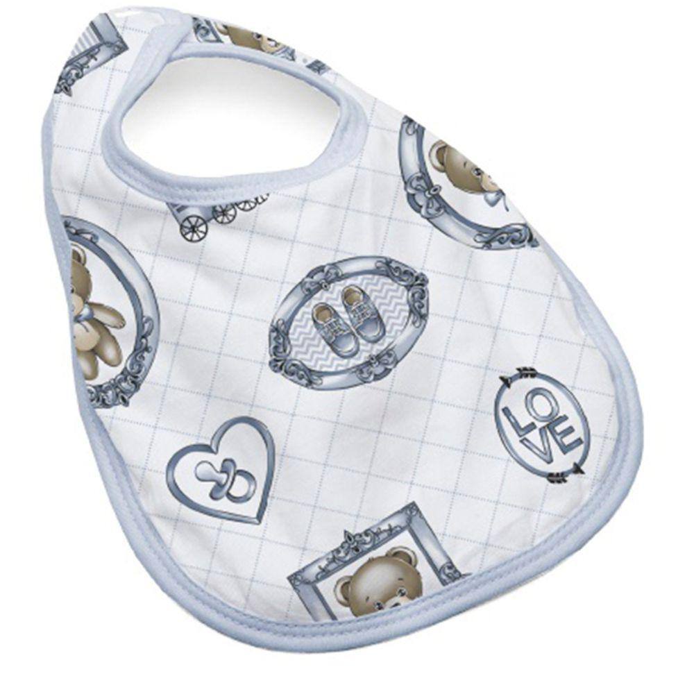 Babador Tecebem Baby Malha Kinder Guilherme Impermeável C/ Botão Azul