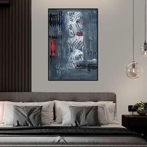 Quadro Canvas Pint Ab. Tons de Cinza e Vermelho 42x30