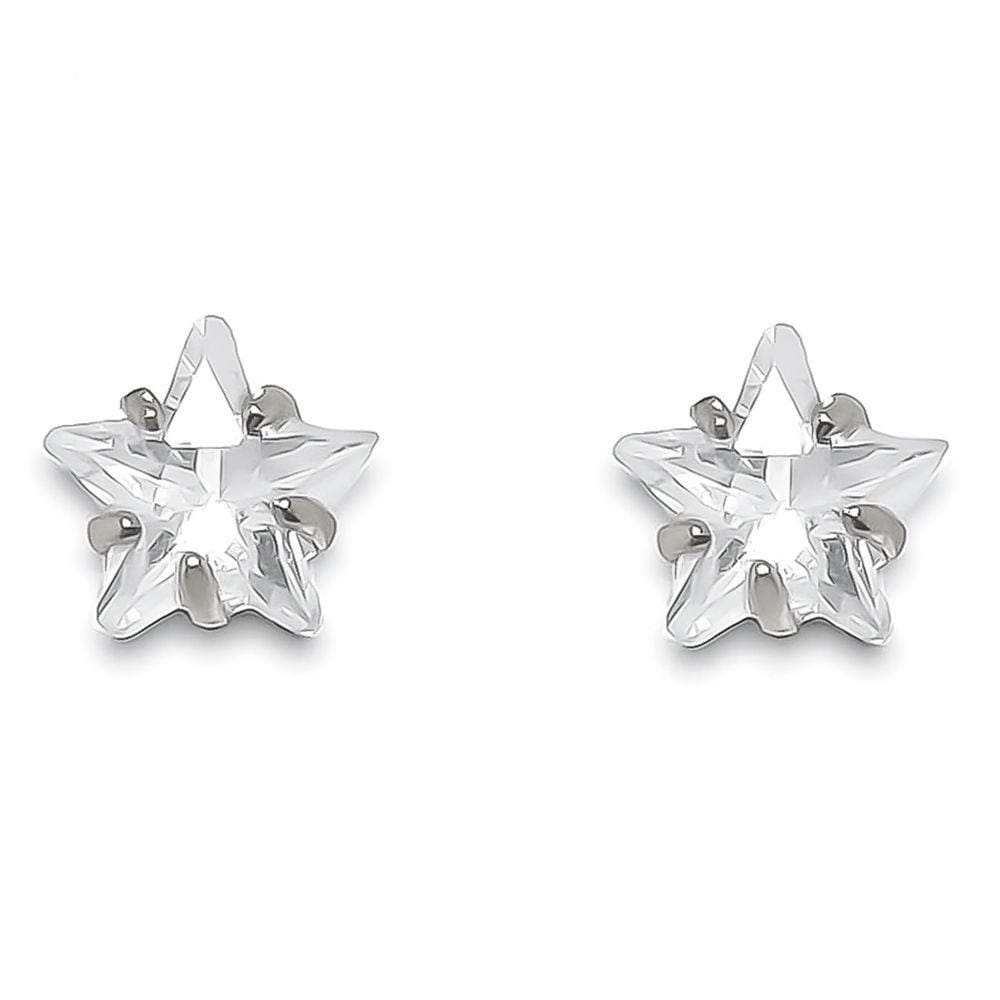 Brinco Estrela de Zirconia Banhado a Prata