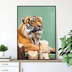 Quadro Canvas Decorativo para Sala Tigre Observador 1,30x1,00