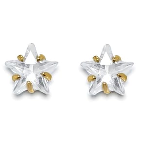 Brinco Estrela de Zirconia Banhado a Ouro 18K