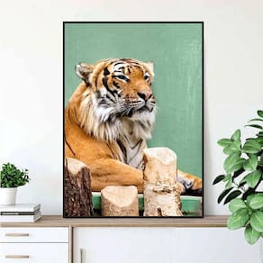 Quadro Canvas Decorativo para Sala Tigre Observador 90x60